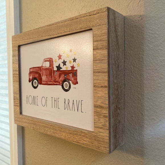 Rae Dunn Home Of The Brave Wall Sign, July 4th Decor, Red Pick-Up Truck & Stars - Picture 11 of 11